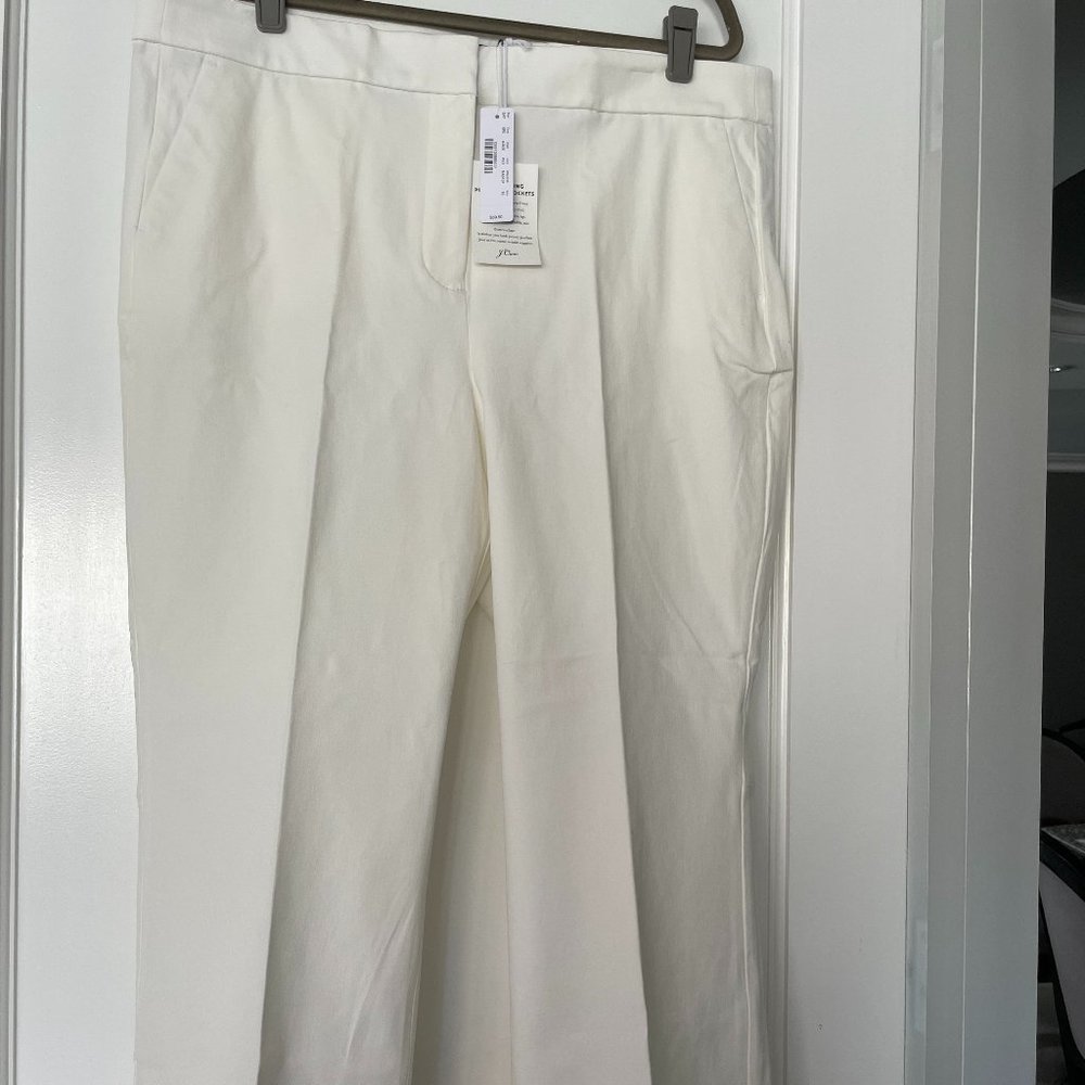 NWT J. Crew Ivory Cotton Twill "Perfecting Pockets" Trousers - Size 16